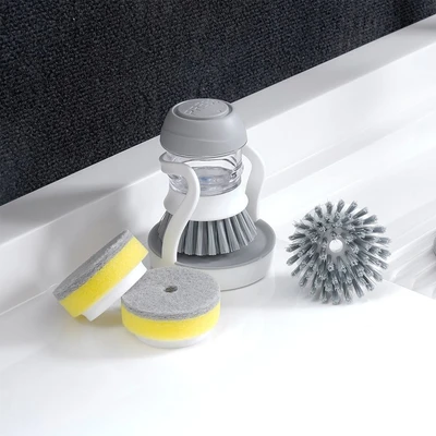 Gambar Proclean Set Sikat Piring Dengan Dispenser Sabun - Putih/Abu-Abu