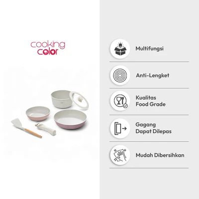 Gambar Cooking Color Krystal Perlengkapan Masak Detachable Aluminium Set 6 pcs - Mix