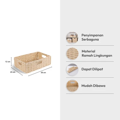 Gambar Informa Keranjang Penyimpanan Foldable 38x25x12 cm - Cokelat