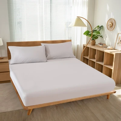 Gambar Informa 180x200 cm Seprai King Katun Fitted - Abu-Abu Warm