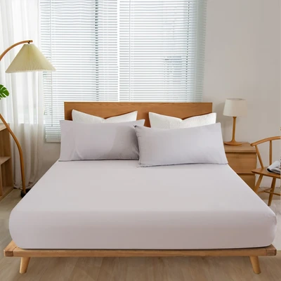 Gambar Informa 180x200 cm Seprai King Katun Fitted - Abu-Abu Warm