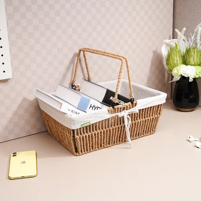 Gambar Stora Keranjang Penyimpanan Dengan Handle 35x25x13 cm - Cokelat