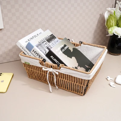 Gambar Stora Keranjang Penyimpanan Dengan Handle 35x25x13 cm - Cokelat