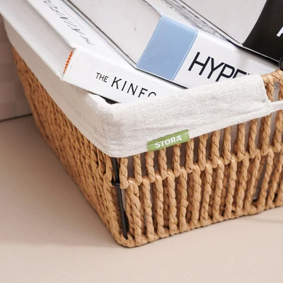 Gambar Stora Keranjang Penyimpanan Dengan Handle 35x25x13 cm - Cokelat