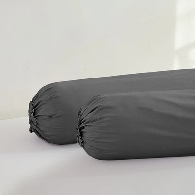 Gambar Informa 37x102 cm Set 2 Pcs Sarung Guling Katun - Abu-Abu Tua