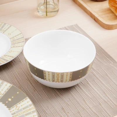 Gambar Delicia Najma Perlengkapan Makan Porcelain Set 16 pcs - Putih/Cokelat
