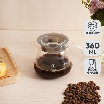 Gambar Culinart Classic Teko Kopi Kaca Borosilikat 360 ml Transparan