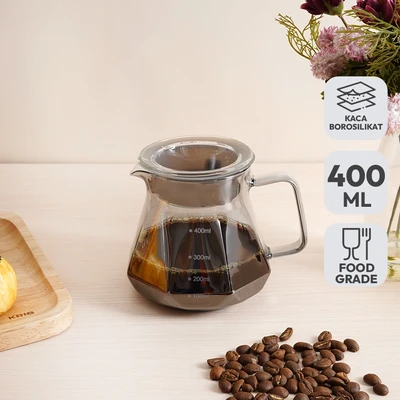 Gambar Culinart Smokey Teko Kopi Kaca Borosilikat 400 ml - Abu-Abu