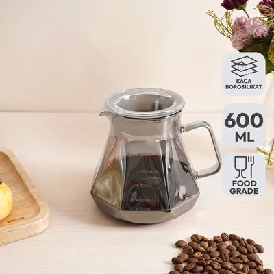 Gambar Culinart Smokey Teko Kopi Kaca Borosilikat 600 ml - Abu-Abu