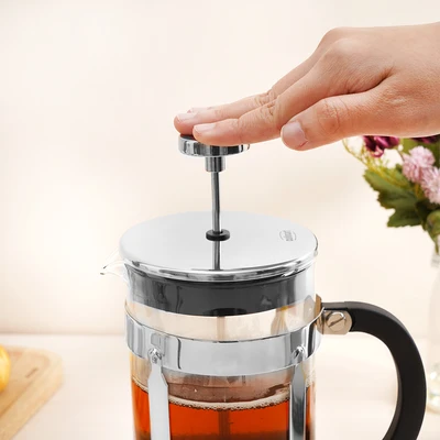 Gambar Culinart Teko Kopi Kaca Borosilikat French Press 1 Liter - Silver