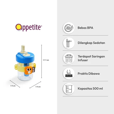 Gambar Appetite Shaylie Tumbler Mini Tritan Dengan Sedotan 500 ml - Biru