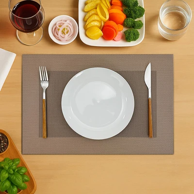 Gambar Forhom Tatakan Piring PVC 30x45 cm Set 4 pcs - Cokelat Tua