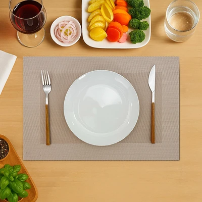 Gambar Forhom Tatakan Piring PVC Minimalis 30x45 cm Set 4 pcs - Krem
