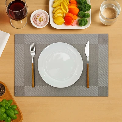 Gambar Forhom Tatakan Piring PVC 30x45 cm Set 4 pcs - Abu-Abu Luxkhaki