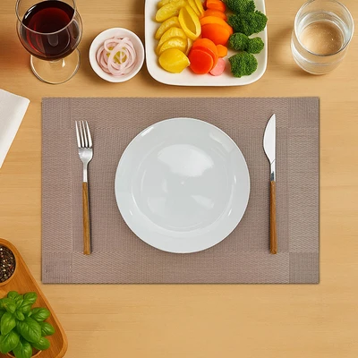 Gambar Forhom Tatakan Piring PVC 30x45 cm Set 4 pcs - Cokelat Luxury
