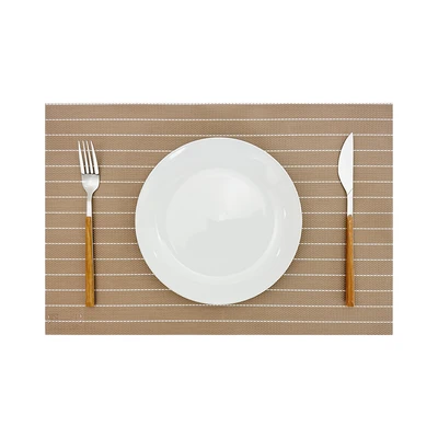 Gambar Forhom Tatakan Piring PVC Stripe 30x45 cm Set 4 pcs - Krem