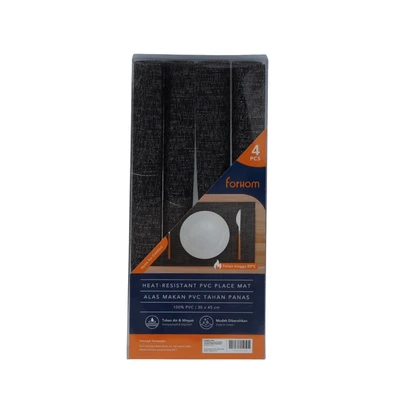 Gambar Forhom Tatakan Piring PVC 30x45 cm Set 4 pcs  0363-1 - Hitam
