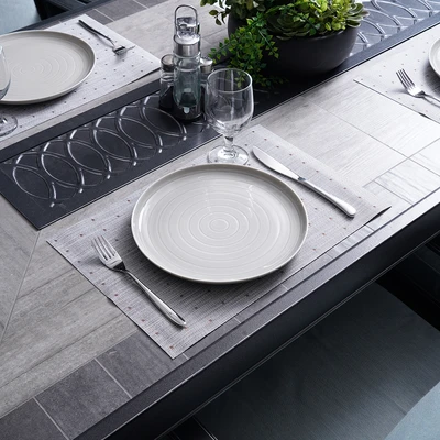 Gambar Forhom Tatakan Piring PVC 30x45 cm Set 4 pcs - Abu-Abu Lux
