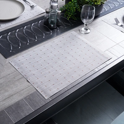 Gambar Forhom Tatakan Piring PVC 30x45 cm Set 4 pcs - Abu-Abu Lux