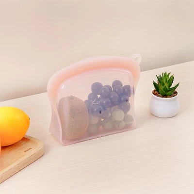 Gambar Picas Kantong Wadah Makanan Reusable Silikon 600 ml - Pink