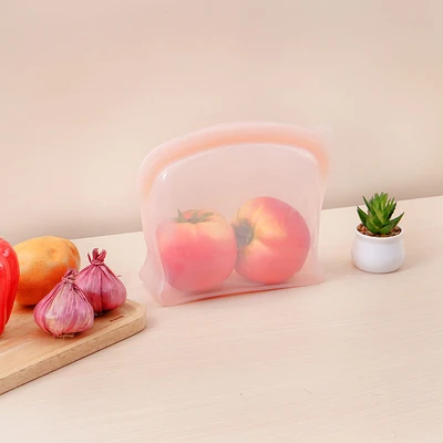 Gambar Picas Kantong Wadah Makanan Silikon Reusable 1.2 Liter - Pink