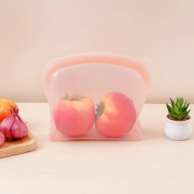 Gambar Picas Kantong Wadah Makanan Silikon Reusable 1.2 Liter - Pink