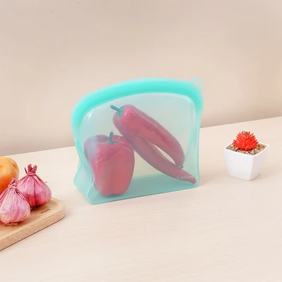 Gambar Picas Kantong Wadah Makanan Silikon Reusable 1.2 Liter - Hijau