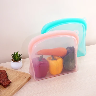Gambar Picas Kantong Wadah Makanan Silikon Reusable 2 Liter - Pink