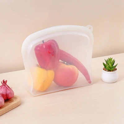 Gambar Picas Kantong Wadah Makanan Silikon Reusable 2 Liter Transparan