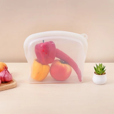 Gambar Picas Kantong Wadah Makanan Silikon Reusable 2 Liter Transparan