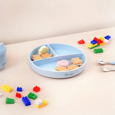 Gambar Kindla Abercio Piring Makan Anak Dengan Suction - Biru