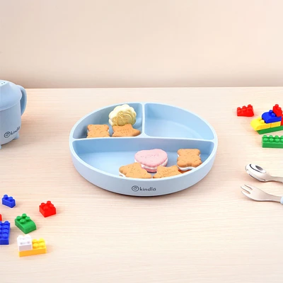 Gambar Kindla Abercio Piring Makan Anak Dengan Suction - Biru