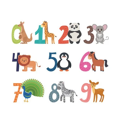 Gambar Forhom Stiker Dinding Numbers 0-9 Animals 29x41 cm