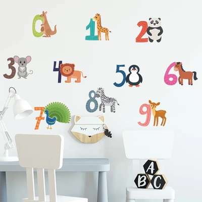 Gambar Forhom Stiker Dinding Numbers 0-9 Animals 29x41 cm