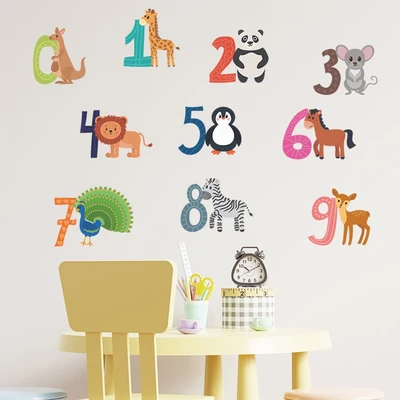 Gambar Forhom Stiker Dinding Numbers 0-9 Animals 29x41 cm