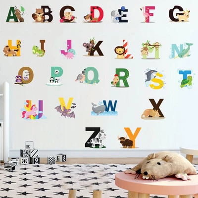 Gambar Forhom Stiker Dinding Alphabet A-Z Animal 29x41 cm Set 26 pcs