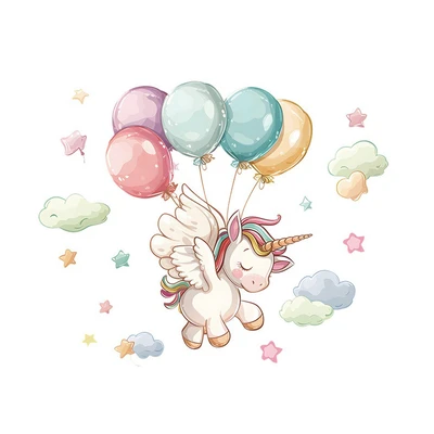 Gambar Forhom Stiker Dinding Unicorn Baloons 60x40 cm
