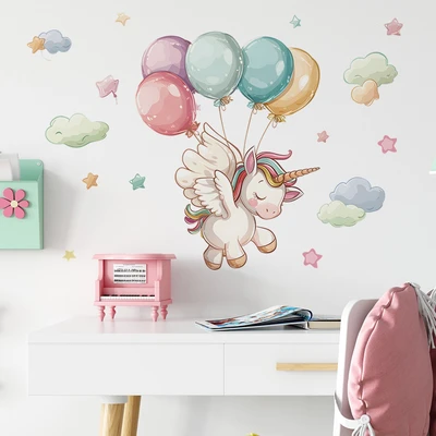 Gambar Forhom Stiker Dinding Unicorn Baloons 60x40 cm