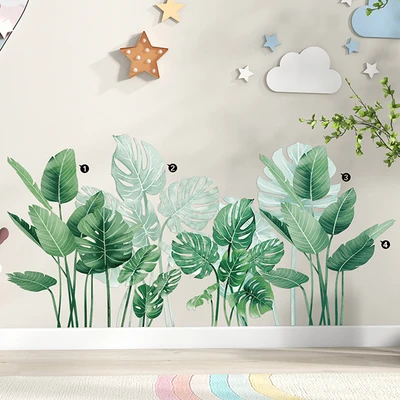 Gambar Forhom Stiker Dinding Tropical Plants 60x32 cm - Hijau
