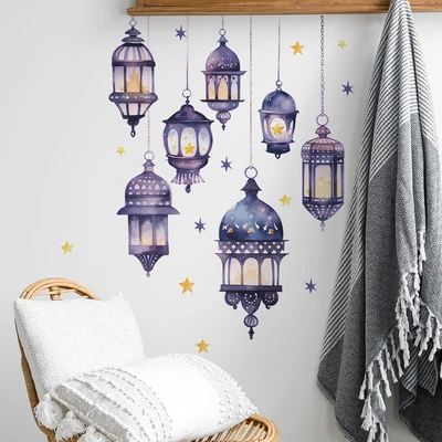 Gambar Forhom Stiker Dinding Nite Lanterns - Ungu