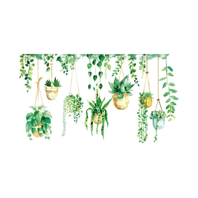 Gambar Forhom Stiker Dinding Hanging Plants Pot - Hijau