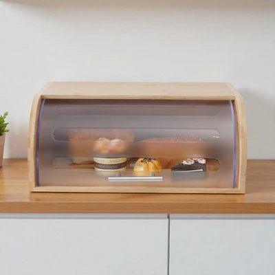 Gambar Culinart Debosch Tempat Roti Bambu Dengan Tutup 40.5x27x17 cm Transparan - Cokelat Natural