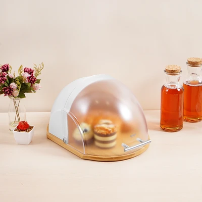 Gambar Culinart Tempat Roti Bambu Round 26x37x22 cm - Cokelat/Putih