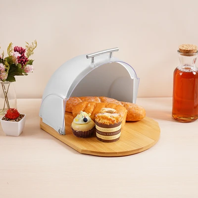 Gambar Culinart Tempat Roti Bambu Round 26x37x22 cm - Cokelat/Putih