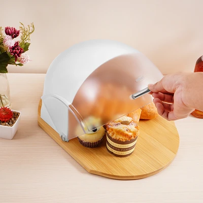 Gambar Culinart Tempat Roti Bambu Round 26x37x22 cm - Cokelat/Putih