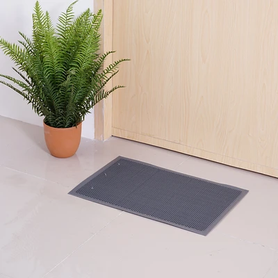 Gambar Krisbow Keset Pintu PVC Wary Grid 40x60 cm - Abu-abu