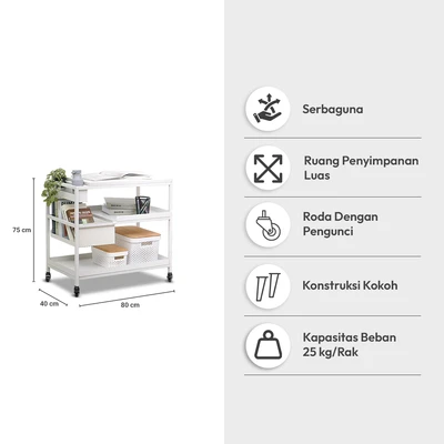 Gambar Informa Wilton Rak Penyimpanan 3 Tingkat - Putih