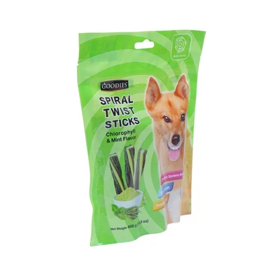 Gambar Goodies Camilan Anjing All Life Stages Spiral Twist Stick Chlorophyll & Mint 450 gr