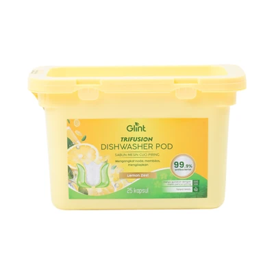Gambar Glint Lemon Zest Sabun Kapsul Mesin Cuci Piring Set 25 Pcs - Kuning