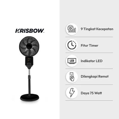Gambar Krisbow Kipas Angin Berdiri Uap Dengan Remote 16 Inch 75 Watt - Hitam